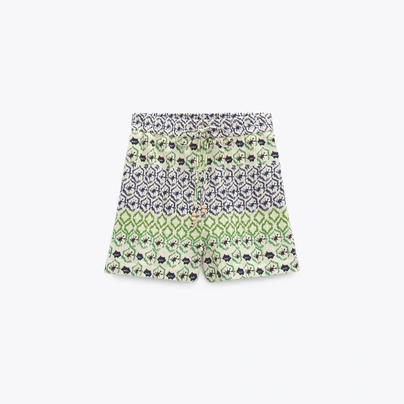 Zara elastic waist printed shorts